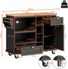 Küchenwagen 129x46x96 cm, mit Schublade, Türen, offenen Regalen und Rollen, Schwarz/Holzoptik Bild 4