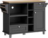 Küchenwagen 129x46x96 cm, mit Schublade, Türen, offenen Regalen und Rollen, Schwarz/Holzoptik Bild 5