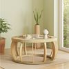 MODFU Couchtisch Rattan Rundes Kaffeetisch mit Gebogenen Beinen, Wohnzimmertisch Sofatisch Bild 2
