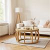MODFU Couchtisch Rattan Rundes Kaffeetisch mit Gebogenen Beinen, Wohnzimmertisch Sofatisch Bild 3