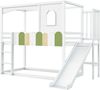 Etagenbett 90×200 cm aus Holz mit Rutsche und Sicherheitsleiter, weiß Bild 5