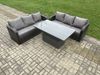 Fimous 6-Sitzer Garten Dining Sets Outdoor Rattan Möbel Lounge Sofa Höhe Einstellbare Steigende Hubtisch Set Dunkelgrau Gemischt Bild 2
