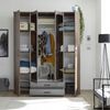 POL Power 'Chicago' Kleiderschrank mit Spiegel, 4-türig, Old Style/Betonoxid Optik, 159 x 197 x 54 cm (B/H/T) Bild 2