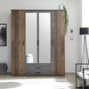 POL Power 'Chicago' Kleiderschrank mit Spiegel, 4-türig, Old Style/Betonoxid Optik, 159 x 197 x 54 cm (B/H/T) Bild 3