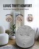 PATCH HOME 2 in 1 Sitzsack Sessel – Ø145 cm – Grau, bequemer Sitzsack aus Luxus-Polyester-Gewebe, bereits befüllt Bild 5