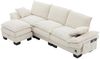 3-Sitzer Sofa aus Cord 260x132x84 cm mit USB-C & Hocker, beige Bild 5
