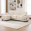 3-Sitzer Sofa aus Cord 260x132x84 cm mit USB-C & Hocker, beige Bild 3