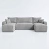 Wohnero24 Habana U Ecksofa 325x153 cm mit Schlaffunktion 281x133 cm – Große Wohnlandschaft U-Form – Sofa U mit Bettkasten – Cord Hellgrau Couch XXL – Familien Sofa Modern Bild 2
