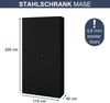 Aktenschrank abschließbar JAN - 6 Ebenen verstellbar, Flügeltüren | Metallschrank Werkstatt Mehrzweckschrank Büroschrank aus Stahl Werkzeugschrank, 220x115x40cm Schwarz Bild 2