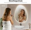 EMKE Spiegel mit Beleuchtung Asymmetrischer LED Badspiegel mit Beleuchtung 65 x 45 cm Touch-Schalter, 3 Lichtfarben Dimmbar, Beschlagfrei Badezimmerspiegel mit Beleuchtung IP44 Energiesparend Bild 4