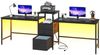 OYRREU Doppelschreibtisch mit LED-Beleuchtung, 3 Stoffschubladen, Computertisch, OTTO’S CHOICE (Bürotisch 2 in 1 Set, 2 Arbeitsplätze mit RGB-LED-Streifen, offenes Ablagefach), Breite 240cm, verstellbare Füße, integrierte Ladestation Bild 3