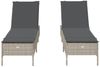 vidaXL Sonnenliegen mit Auflagen 2 Stk. Hellgrau Poly Rattan 3261592 Bild 5