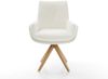 Drehstuhl Clea-Flex Bouclé Soft Beige Holzgestell kantig Natur 180° drehbar Bild 2