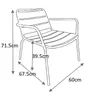 Vente-unique - MIRMANDE Gartensitzgruppe Metall Grau - B 67,5 cm x H 71,5 cm x L 60 cm Bild 3