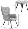 Ohrensessel-Set mit Hocker, weich gepolstert, 73x77,5x98 cm, Hellgrau Bild 2
