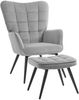 Ohrensessel-Set mit Hocker, weich gepolstert, 73x77,5x98 cm, Hellgrau Bild 4