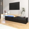 Modernes TV-Schrank-Design: Stilvolle Eleganz, praktischer Stauraum, Hochglänzendes Schwarz, Holzoptik, Glasböden, LED-Beleuchtung Bild 2