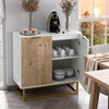 HOME NATURE WOHNKONZEPT Sideboard / Buffet Weiß & Holz 80x40x80 cm – 2 Türen, 2 Einlegeböden, Metallfüße, Küchen- und Esszimmer Schrank Bild 3