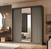 AX LIVING Cabinio Kleiderschrank Grau Weiß mit Spiegel 180 cm Breit Bild 2