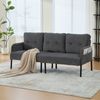 Sofa 171x72x80 cm in Grau aus Cord mit ergonomischer Rückenlehne, Seitentasche und stabilem Metallgestell Bild 4