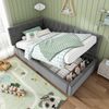 Tagesbett 90×190 cm mit hydraulischem Stauraum, L-Form, Samt Grau, Lattenrost inklusive, ohne Matratze Bild 4