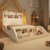 Kindereinzelbett 90×200 cm aus Holz mit Nachtlichtern und Bücherregal, weiß Bild 2