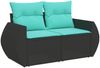 vidaXL 8-teiliges Gartensofa-Set mit Kissen, schwarzes Polyrattan 3221686 Bild 3