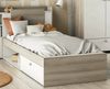 Dmora Einzelbett Wali, Struktur des Lagerbetts, Sommier mit Abdeckung, Bettrahmen aus Stoff, 227x125 h91 cm, Eiche und Mattweiß Bild 2