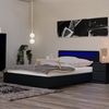 HOME DELUXE - LED Bett NUBE - Schwarz, 140x200 cm - inkl. Lattenrost und Schubladen I Polsterbett Design Bett inkl. Beleuchtung… Bild 4