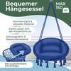 KESSER® Hängesessel mit Kissen - Chill Hängestuhl zum Aufhängen für Erwachsene & Kinder Hängematte bis 150 kg Hängesitz Aufhängung Indoor & Outdoor Wohn & Garten Terrasse Navyblau Bild 2