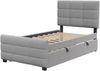 Polsterbett 90x190 cm mit Ausziehbett – Kinderbett aus Samtstoff in Grau mit Lattenrost Bild 2