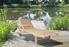 Sonnenliege LEO Verstellbar mit Ablagebord Natur Teak | Gartenliege mit Rollen Relaxliege Wetterfest Bild 2