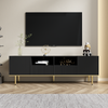 TV-Lowboard, Holzwerkstoff mit One-Click-Open & 2 Schubladen, 165x36x55 cm, Schwarz Bild 3
