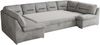 Ecksofa, Sofa big XXL, Wellenfedern, Wohnlandschaft XXL, mit Schlaffunktion - COMODO U - Hellgrau Velours - Topper T25 Bild 5