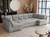 Ecksofa, Sofa big XXL, Wellenfedern, Wohnlandschaft XXL, mit Schlaffunktion - COMODO U - Hellgrau Velours - Topper T25 Bild 2
