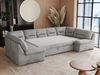 Ecksofa, Sofa big XXL, Wellenfedern, Wohnlandschaft XXL, mit Schlaffunktion - COMODO U - Hellgrau Velours - Topper T25 Bild 3