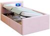 REDOM Polsterbett Funktionsbett Kinderbett (mit LED-Licht, USB-Ladeanschluss & Hydraulischem Stauraum, Samtstoff, Verstellbare Rückenlehnen, mit Regal und Nachtlicht, 90x200 cm), ohne Matratze Bild 5