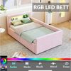 REDOM Polsterbett Funktionsbett Kinderbett (mit LED-Licht, USB-Ladeanschluss & Hydraulischem Stauraum, Samtstoff, Verstellbare Rückenlehnen, mit Regal und Nachtlicht, 90x200 cm), ohne Matratze Bild 3
