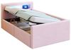 REDOM Polsterbett Funktionsbett Kinderbett (mit LED-Licht, USB-Ladeanschluss & Hydraulischem Stauraum, Samtstoff, Verstellbare Rückenlehnen, mit Regal und Nachtlicht, 90x200 cm), ohne Matratze Bild 4