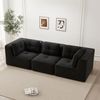 Ecksofa aus Cord, modular & tiefe Sitzfläche, 297 x 104 x 69 cm, schwarz Bild 2