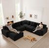 Ecksofa aus Cord, modular & tiefe Sitzfläche, 297 x 104 x 69 cm, schwarz Bild 4