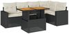vidaXL 6-tlg. Garten-Sofagarnitur mit Kissen Schwarz Poly Rattan 3327038 Bild 2