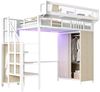i@home Hochbett Metall-Hochbett, 90 × 200 cm Mit Kleiderschrank, Sicherheitsleiter, LED-Beleuchtung Bild 3