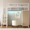 i@home Hochbett Metall-Hochbett, 90 × 200 cm Mit Kleiderschrank, Sicherheitsleiter, LED-Beleuchtung Bild 4