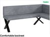MEBLINI Eckbank für Esszimmer mit ausziehbarem Tisch - Küchenbank - Essecke - Sitzecke Küche - TONI - X-Beine 128x168x87cm Rechts - Grau Samt/M Weiß Matt Bild 5