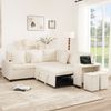 Merax L-förmiges Umwandelbares Schlafsofa, Ecksofa mit Schlaffunktion und Stauraum, Getränkehalter, Breite Armlehnen, USB- und USB-C Anschlüsse, Inkl. Kissen, Beige Bild 3