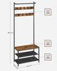 Vasagle Garderobenständer mit 9 abnehmbaren Haken und Sitzbank, Holzwerkstoff vintagebraun / schwarz, 32,2 x 64 x 180 cm Bild 5