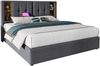 Polsterbett 160×200 cm aus Baumwoll-Stoff mit kabelloser Ladefunktion und USB-Anschluss, grau Bild 5