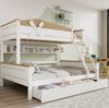 Bett 90x200 & 140x200 mit Windmühle und Stauraum – verspieltes Etagenbett in Weiß/Natur Bild 2