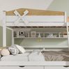 Bett 90x200 & 140x200 mit Windmühle und Stauraum – verspieltes Etagenbett in Weiß/Natur Bild 5